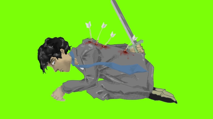 【Green background】An animation of a man in a suit.
