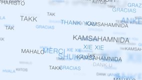 Thank You In Multiple Languages  Word Cloud Flythrough Loop. Abstract animated background through floating clouds of keyword text. - Powered by Shutterstock - Get 15% off with code: PIKWIZARD15