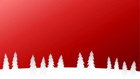 Merry Christmas 4K video. Red Background With Snows. Cypress Trees Christmas. Christian Background. Social Media Christmas Message. Origami Paper.