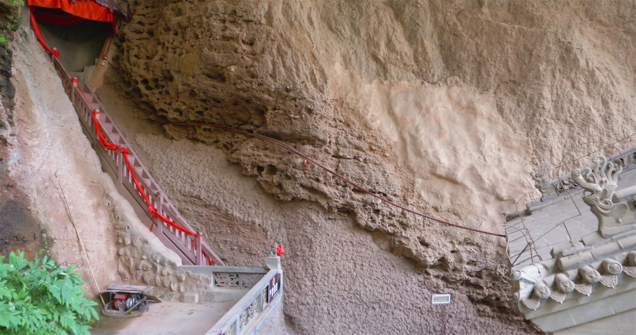 Chinese ancient traditional temple in Tianshui Wushan Water Curtain Caves, Gansu China
