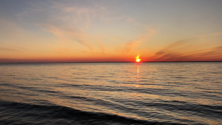 Dusk and sunset over the river with large sun image - Free stock photo ...