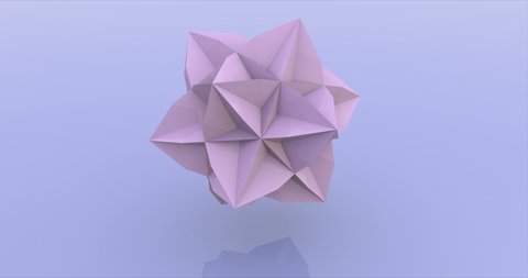 Lilac sphere consisting of triangles 3d rendering animation. Isolated polygonal circular construction moving on blue background looped video. Spherical abstract object movement 3d footage