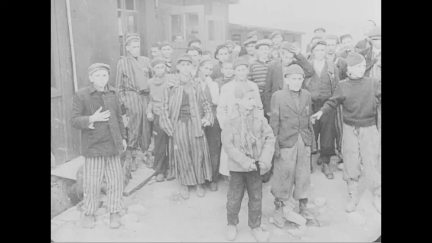 CIRCA 1940s - Emaciated surviving inmates of the Buchenwald concentration camp, World War II 1940s