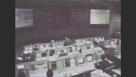 CIRCA 1960s - Mission Operations Control Room during the launch of Gemini VIII, 1966