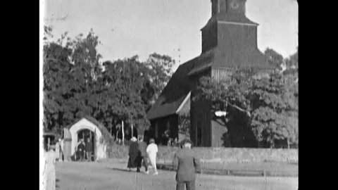 CIRCA 1930s - A church is shown as well as the Summer Palace of the king in Stockholm in Sweden.