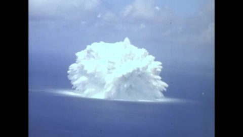 CIRCA 1959 - A nuclear explosion goes off by Eniwetok Atoll.