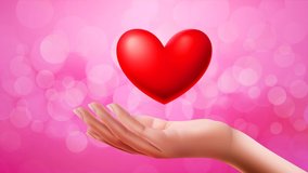 Heart icon vector.Heart in hand sign.Giving love symbol, best looped video background.