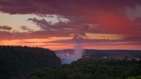 Time Lapse of the mist rising from Iguazu Falls on the border of Argentina and Brazil