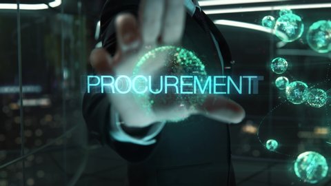 Businessman with Procurement hologram concept
