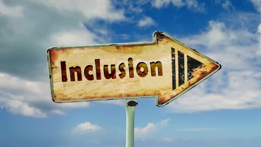 Street Sign the Way to Inclusion Royalty-Free Stock Footage #1040601368