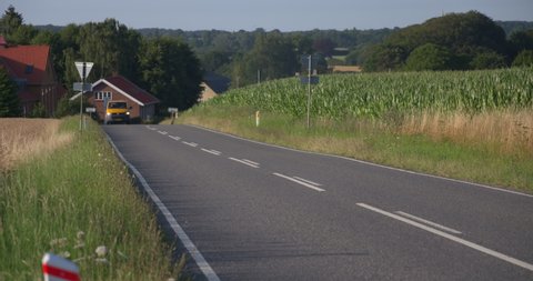 Funen / Denmark: 25 July 2019: Country road in rural Denmark - on the Island of Fyn