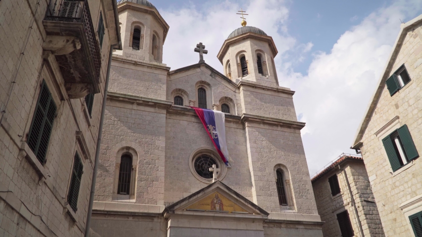 Montenegro. Church of St. Nicholas in the center of the old town of Kotor