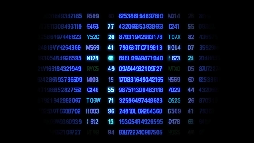 Number and alphabet HUD on futuristic blue tone screen with sparkling circle mask effect.  - Powered by Shutterstock - Get 15% off with code: PIKWIZARD15