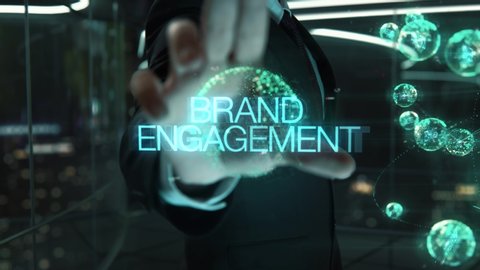 Businessman with Brand Engagement hologram concept