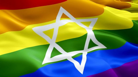 Israel LGBT Rainbow waving flag 6 Stripes. Pride 3d Gay flag waving Isolated. lgbt rights in Israel Rainbow seamless loop animation. Gay pride flag HD resolution Background. Homosexual Rainbow flag LG