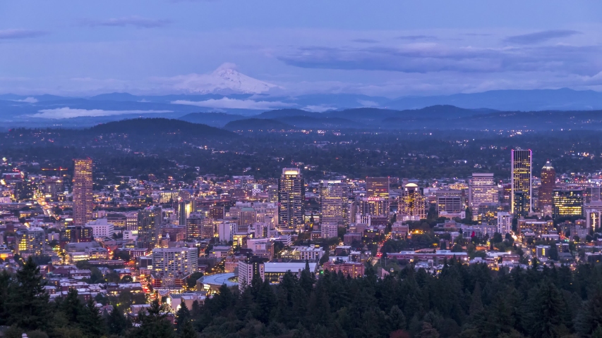 Night Cityscape with lights in Portland, Oregon image - Free stock ...