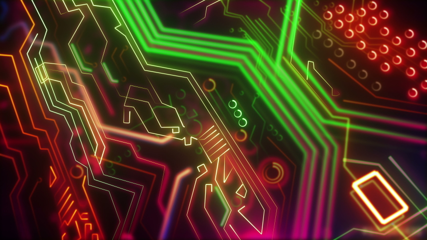 Digital Motherboard Grid Energy Waves Cpu Stock Footage Video 100 