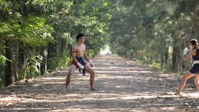 Thai Boxing Trianing outdoor at nature 