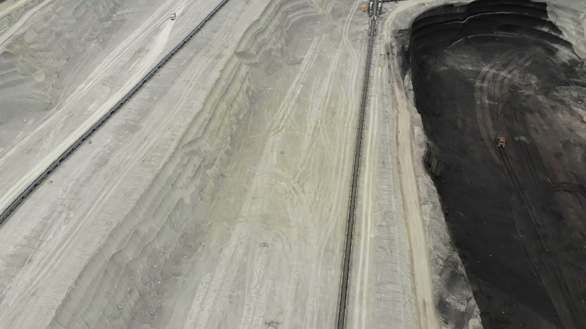 Open pit coal mining, aerial view
