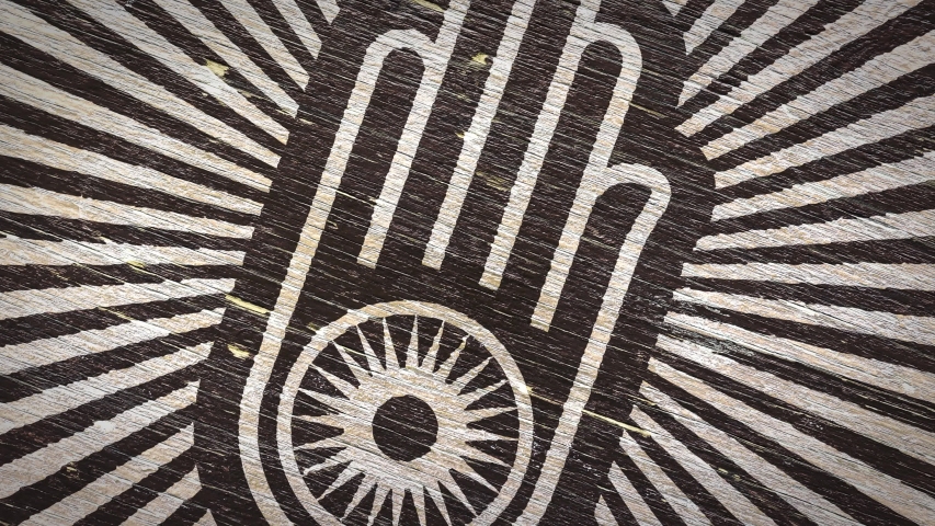 Hand With Wheel - Jain Symbol On Wodden Texture. Ideal For Your Jainism / Religion Related Projects. High Quality Seamless Animation. 4K, 60fps