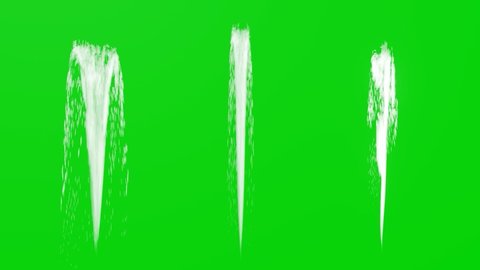 Group of Fountain Effect on Greenscreen Background 3D Rendering Animation