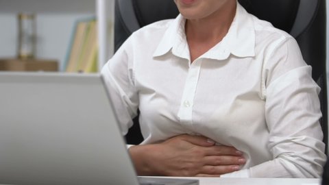 Woman Working On Laptop Touching Belly Stock Footage Video (100% ...