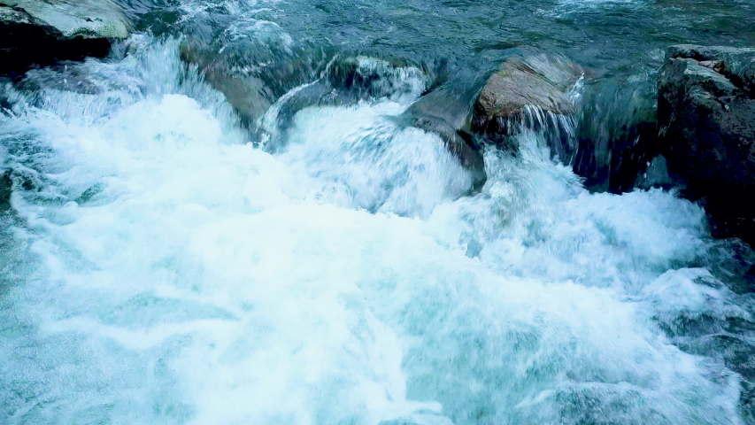 Smoky Mountain Rushing River Pan Up Slow Reveal 4k 30fps  | Shutterstock HD Video #1040694020