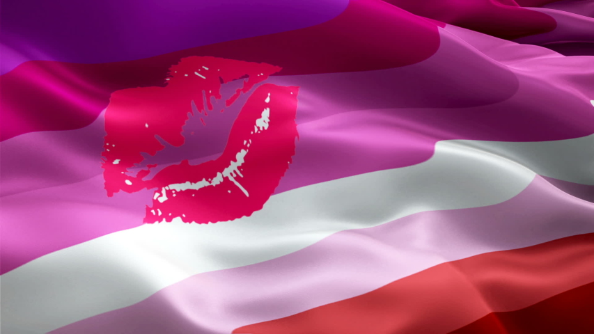 Получите стоковое видео «Rainbow Lipstick Lesbian Pride Flag Video» продолж...