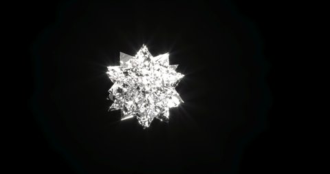 ice stars shatters The geometric figure of a crystal star explodes into many small fragments. Shards fly into the screen.