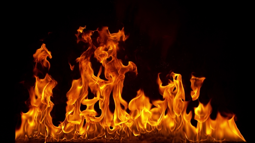 Super Slow Motion Shot of Fire Flames Isolated on Black Background at 1000fps. Royalty-Free Stock Footage #1040740631