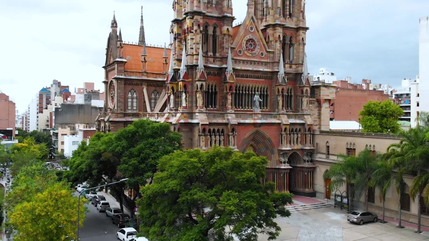 Capuchin Catholic Church of the Sacred Heart (Cordoba, Argentina) aerial view