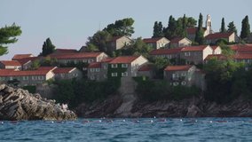 Sveti Stefan is a tourist town by the sea. Montenegro. Day