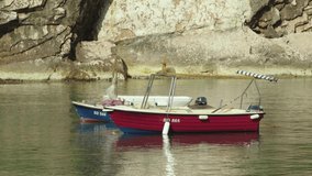 Boat in the sea. Sveti Stefan. Montenegro
