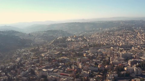 Jerusalem old city aerial, Israel, 4k drone panoramic view