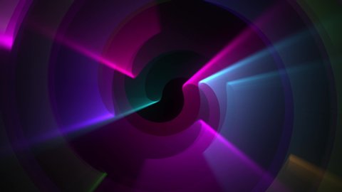 Abstract lines and glowing shapes with neon light rays. Cool background animation of randomly dancing fluorescent lines.