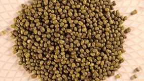 Mung beans 4k video spinning clockwise slowly top down view