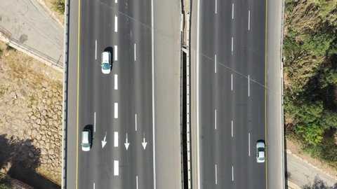road traffic in israel. view from above