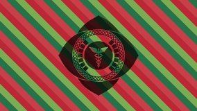 medicine icon inside christmas badge. rotary style, conceptual stylized, premium loop animation