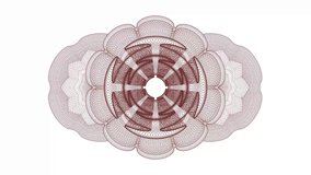 Red rotary abstract linear rosette, passport style, money stroke, premium loop animation, guilloche
