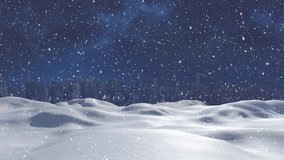 Animation of winter scenery at night with snow falling and cityscape in the background - Powered by Shutterstock - Get 15% off with code: PIKWIZARD15