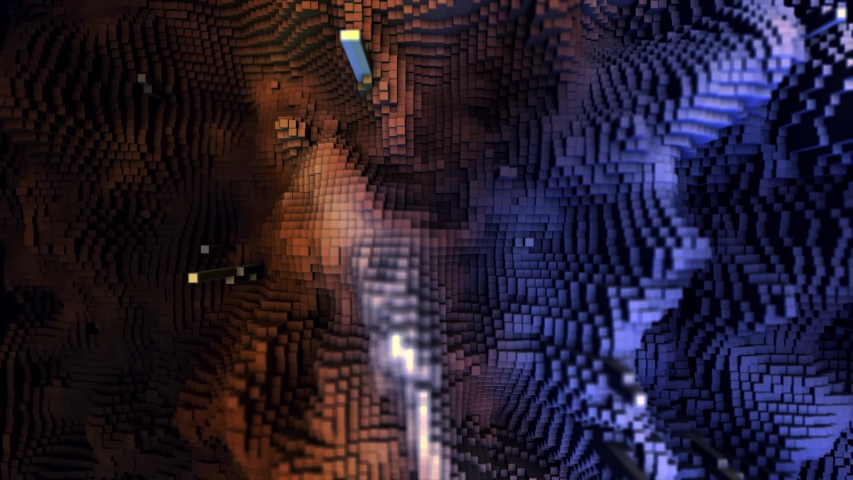 3d abstract cubes form background, seamless loop. Animation. Wavy surface with ripples and squares, vibrant texture, graphic design concept. | Shutterstock HD Video #1040831315