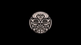 Polynesian mask tunnel 3D animation. Incl ALPHA MATTE. Perfect 4K video for TV show, stage design, documentary movie or any Samoan design and Polynesian art related projects.