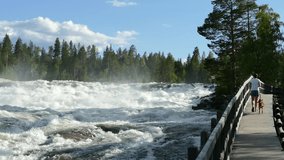 Video of famous river waterfalls in sweden