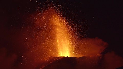 volcano etna eruption 07/20/2019 sicily
