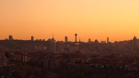  Cityscape view Atakule and Cankaya region in the evening