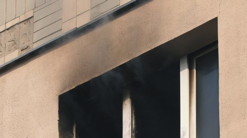 Window Burning Apartment Fire Building Fire Stock Footage Video (100% ...