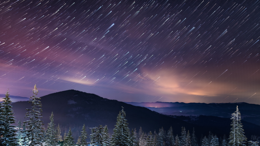 Starry sky time lapse in Carpatian mountains, 8k timelapse, 7680x4320, photographed on Nikon D800 camera. | Shutterstock HD Video #1040870225