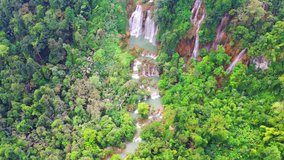 Clip Tee lor su waterfall in Thailand at the tropical forest , Umphang District, Tak Province, Thailand