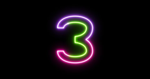 Number 3 Outline Neon Video De Stock Totalmente Libre De