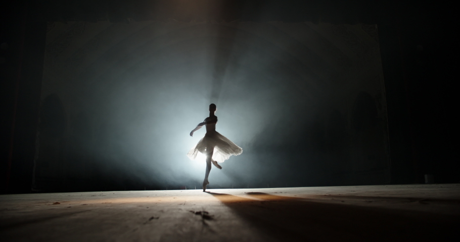 Creative female choreographer setting a ballet performance, dancing and doing various moves on spotted stage - arts concept 4k footage | Shutterstock HD Video #1040889629